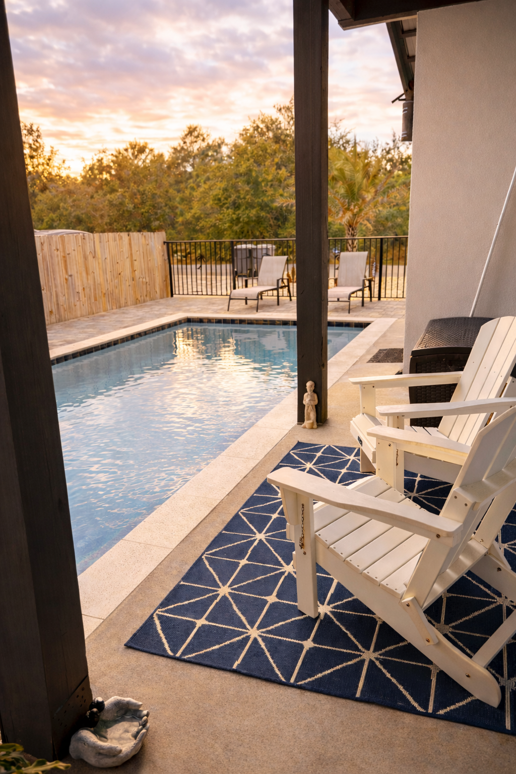 Saltwater pool at sunset